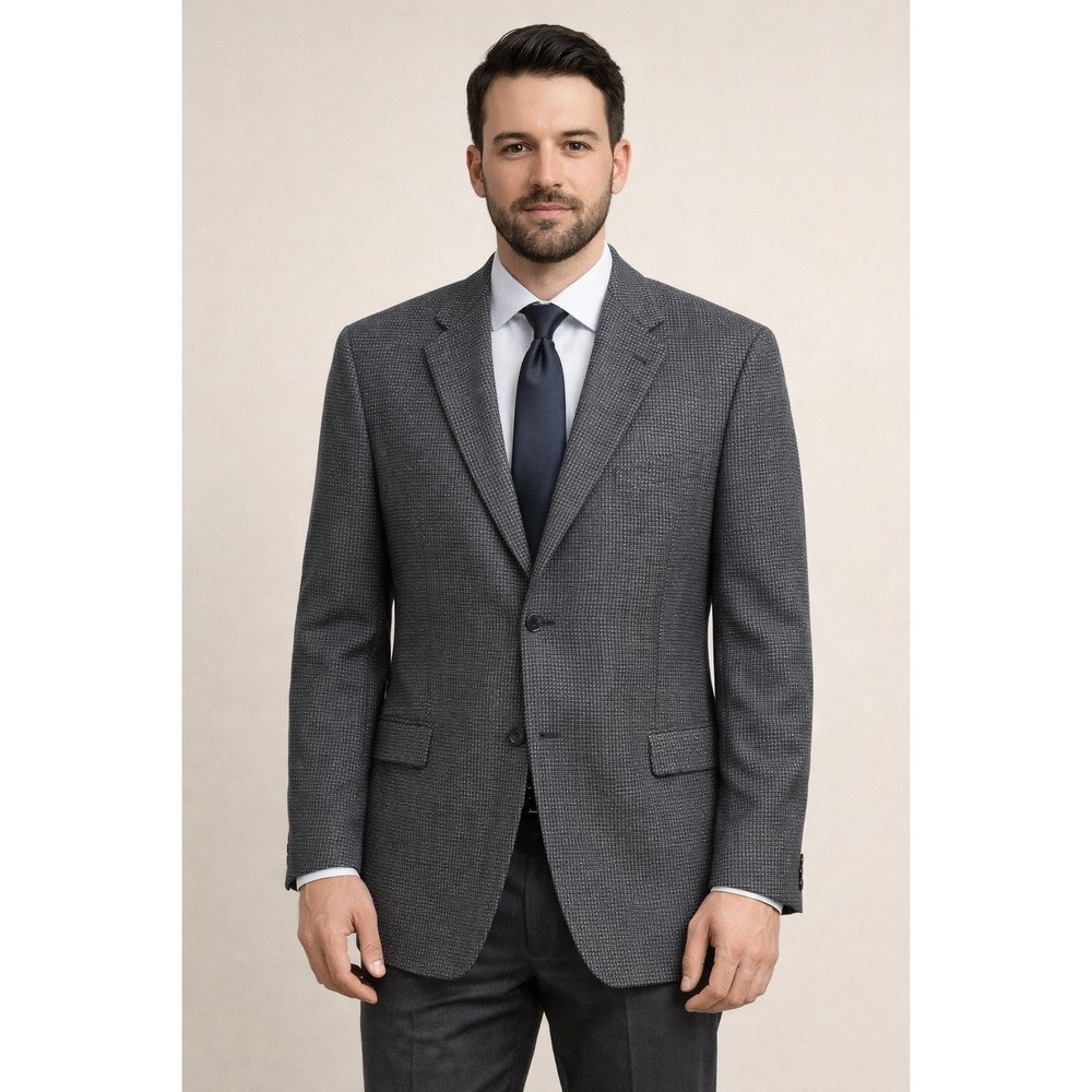 Joseph Abboud Wool Cashmere Blazer Gray Check 46L Mens Sport Coat